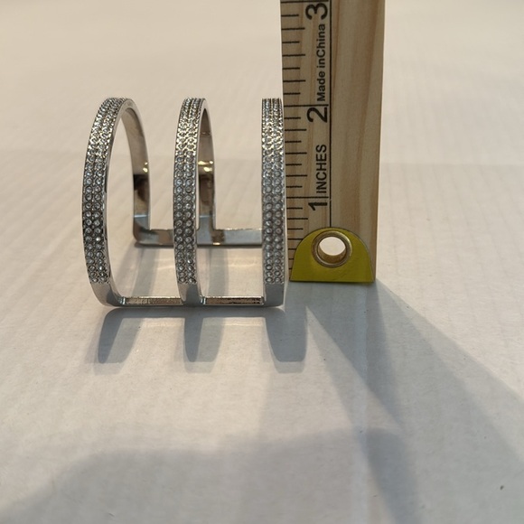 Vince Camuto Silver 3-Row Pave Cuff Bracelet One Size - Picture 9 of 9